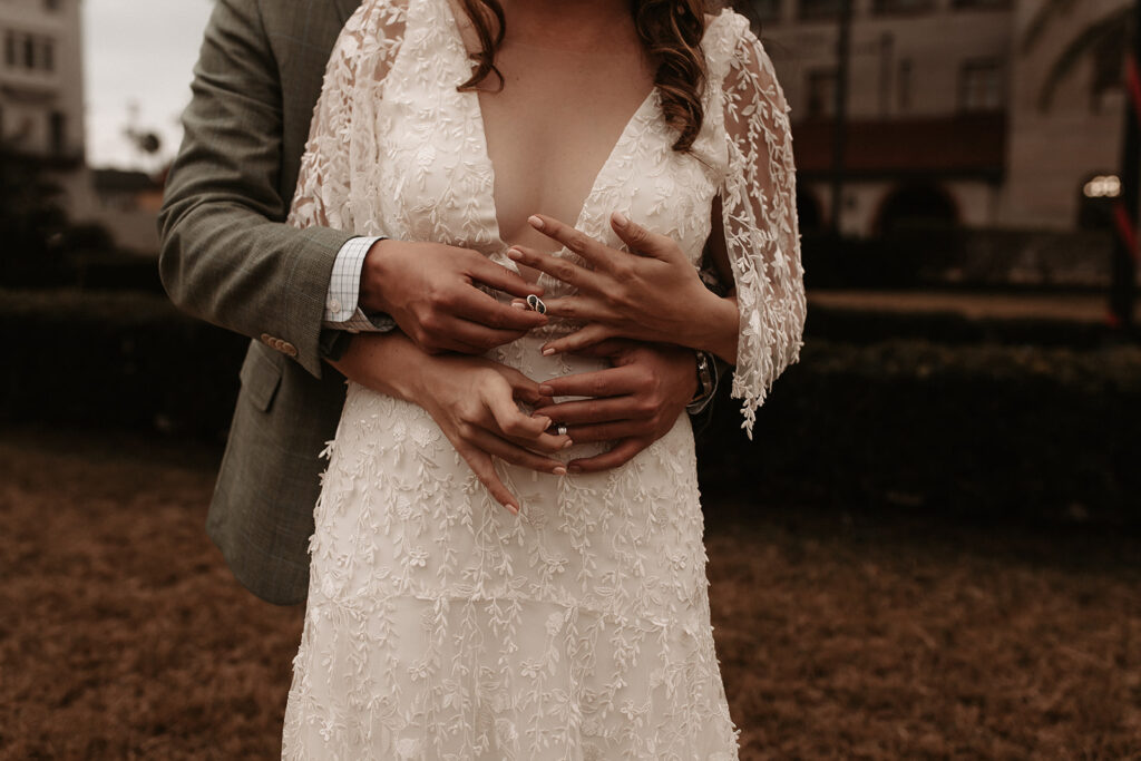 Bride and groom artistic ring shot