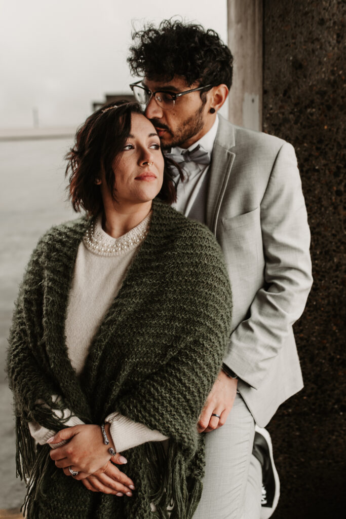 Bride and groom during their elopement day in Asheville North Carolina downtown