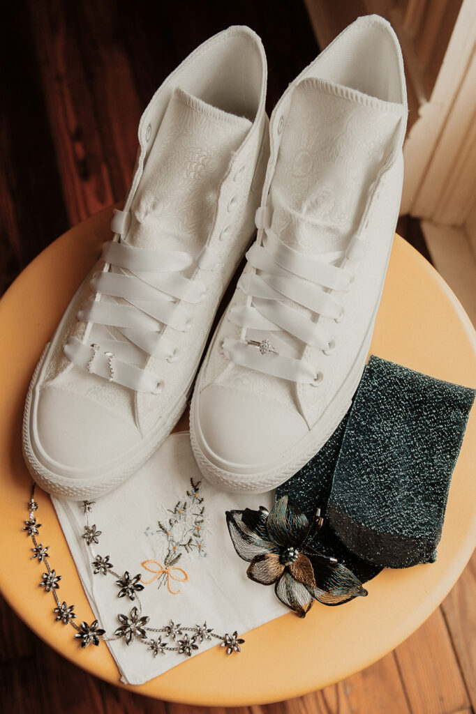 Wedding day converse shoes and details