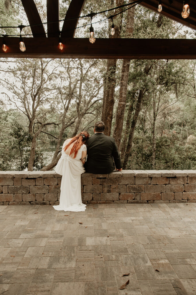 bride and groom elopement day portraits at their botanical garden elopement in florida