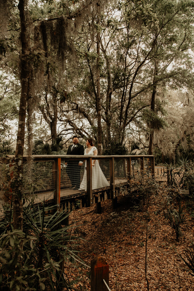 bride and groom portraits at their botanical garden elopement in florida