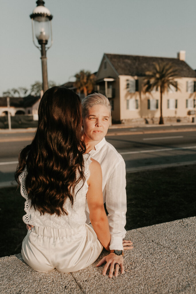 Artistic sunrise portrait of bride